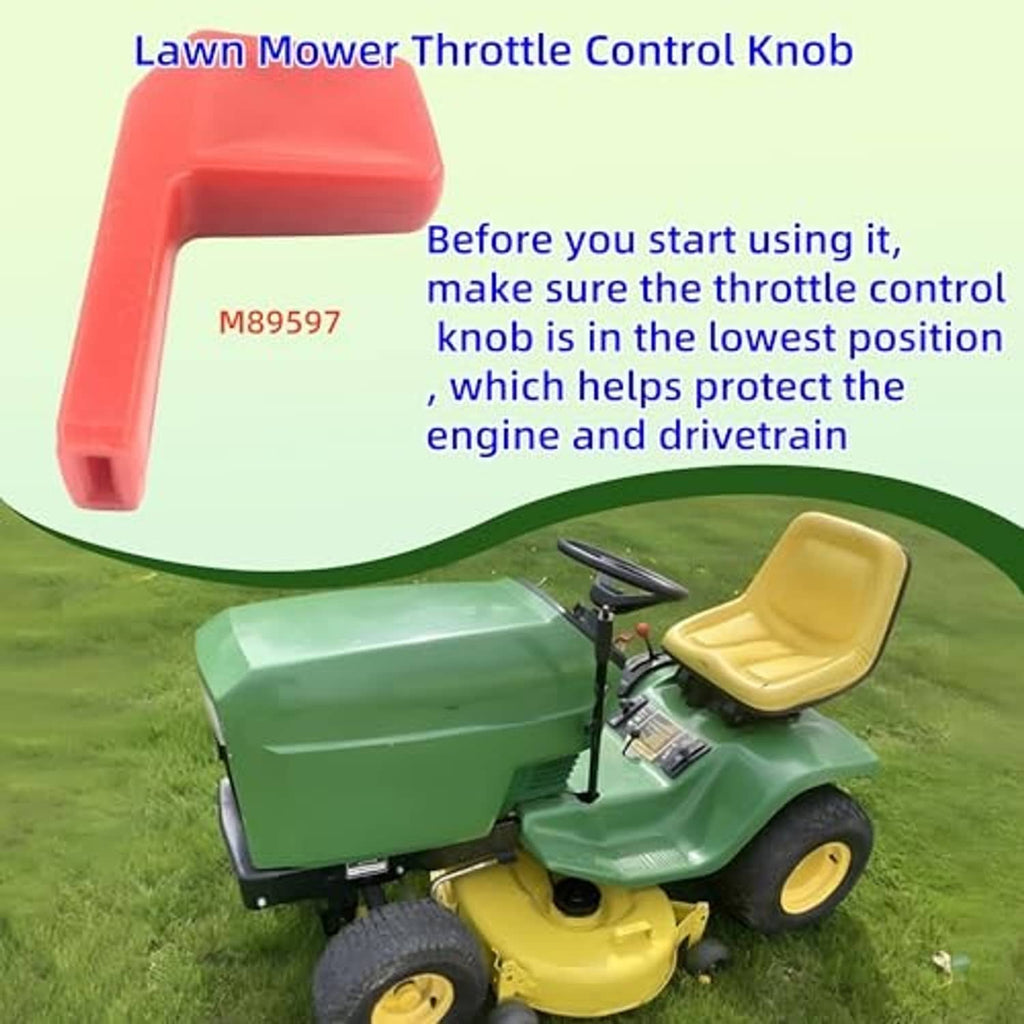 Red throttle control knob, curved lever shape with rectangular lower end.