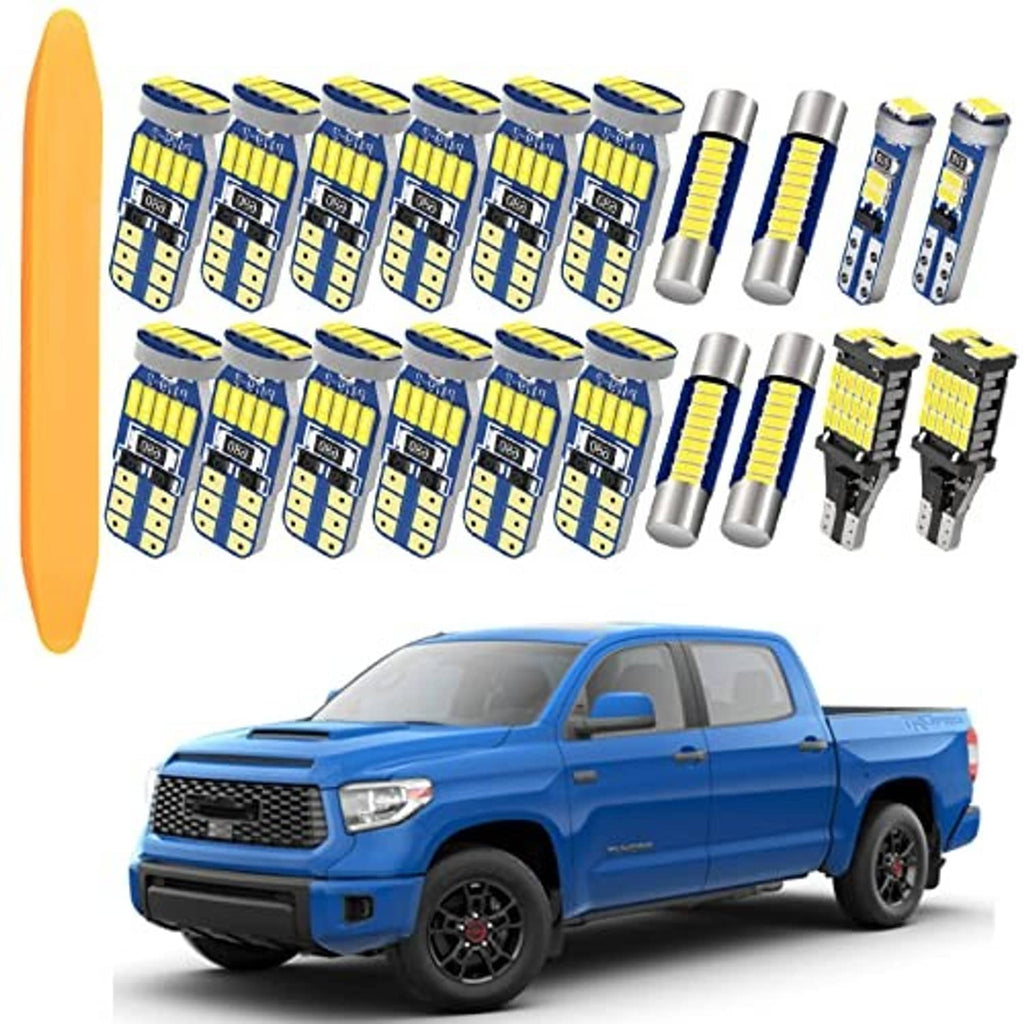 LED interior light kit bundle of blue circuit board bulbs and silver housings
