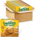 Belvita Soft Baked Banana Bread breakfast biscuit boxes, stacked in a cardboard tray