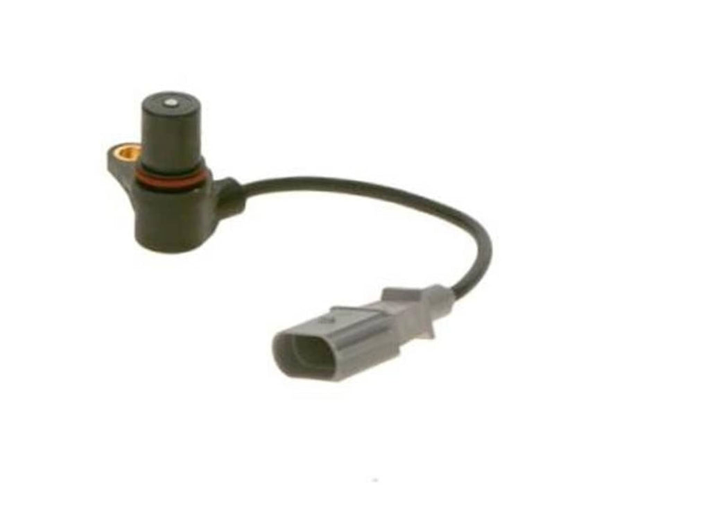 Crankshaft position sensor with black cable, olive sensor body and gray plug