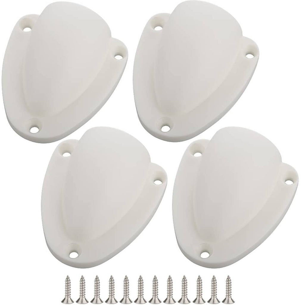 Set of white clamshell wire cable vent covers with four mounting screw holes