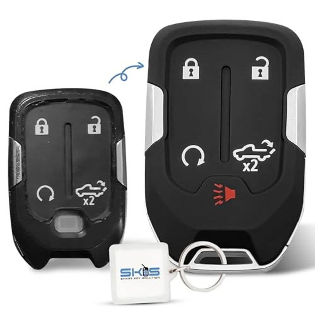 Black and dark key fob shell replacement set with button icons and keyring