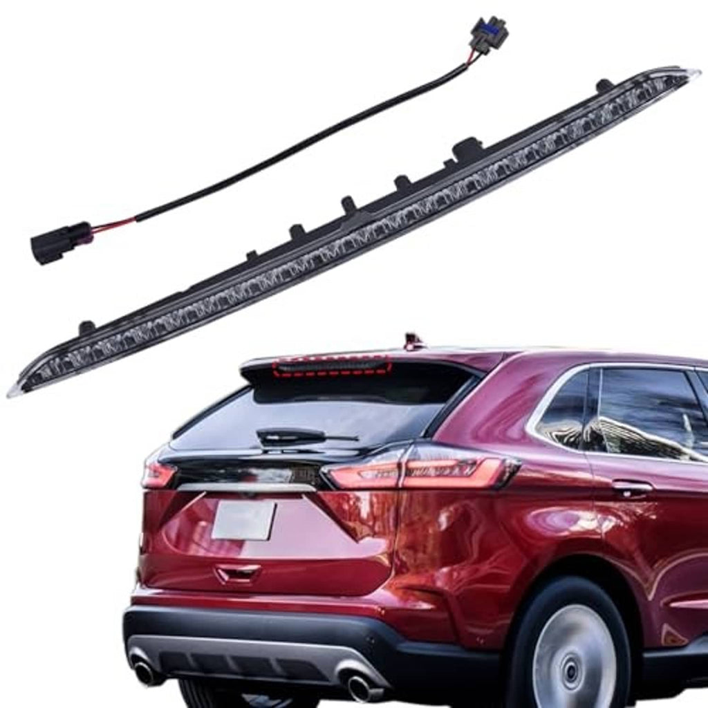 LED third brake light assembly with clear lens strip and attached connector wires