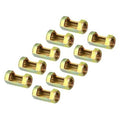 Zinc-plated steel hex coupling nuts with female threads, 10-pack, yellow-gold finish