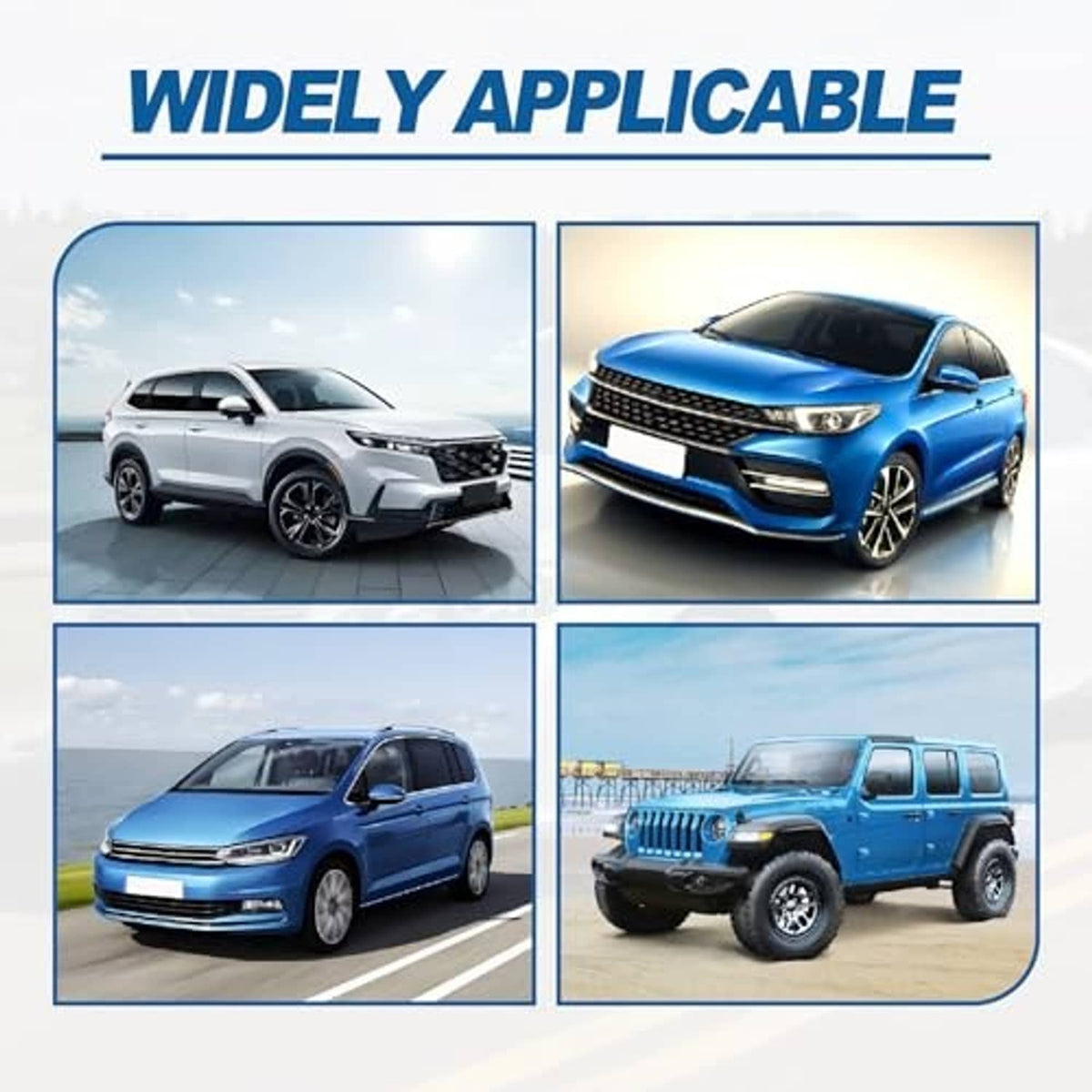 Blue automobile tire rim protector set for wheel edge protection