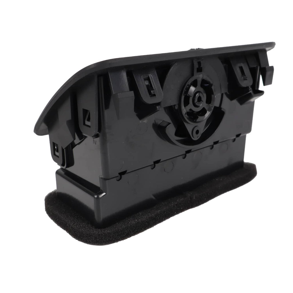 Dashboard A/C air vent back housing with vent wheel dial, dark gray/black.