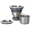 Stainless sink drain assembly with removable deep strainer basket and matching cover