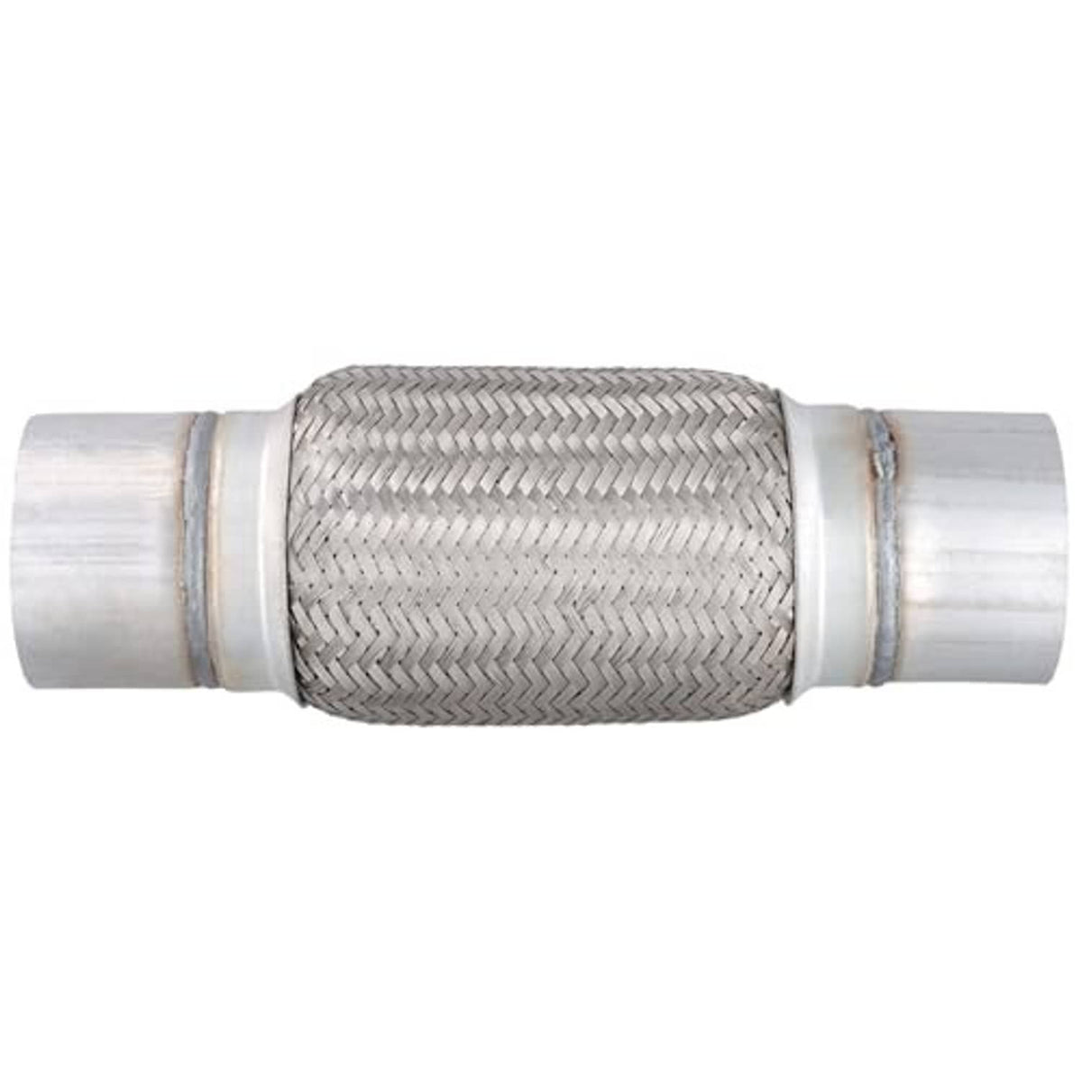 Stainless steel double-braided exhaust flex pipe with flared sleeve ends