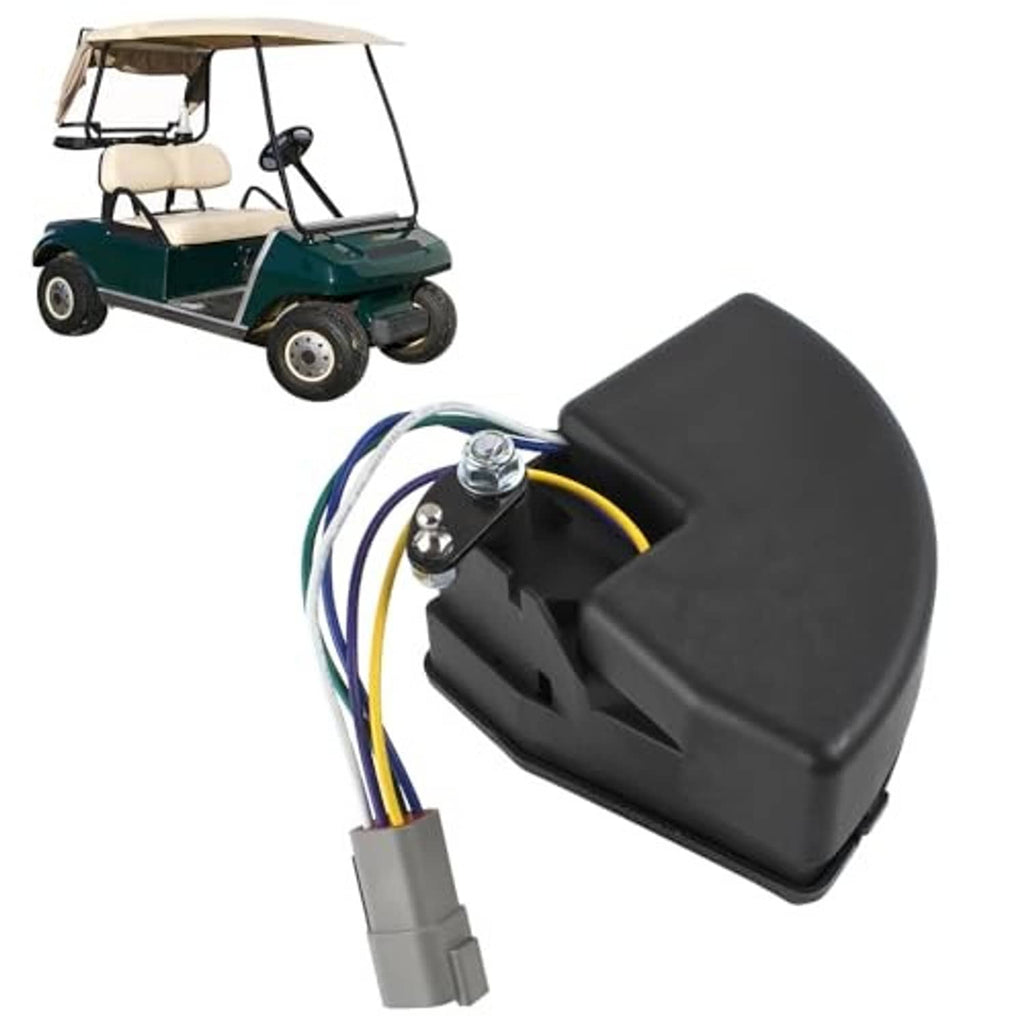 Golf cart wiper switch assembly showing black housing, mounting bracket, and wire leads