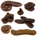 Set of 7 realistic fake poop pieces, dark brown assorted shapes