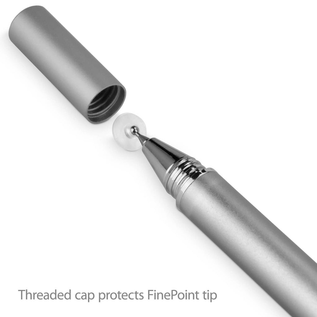 Gray stylus pen cap and FinePoint tip detail