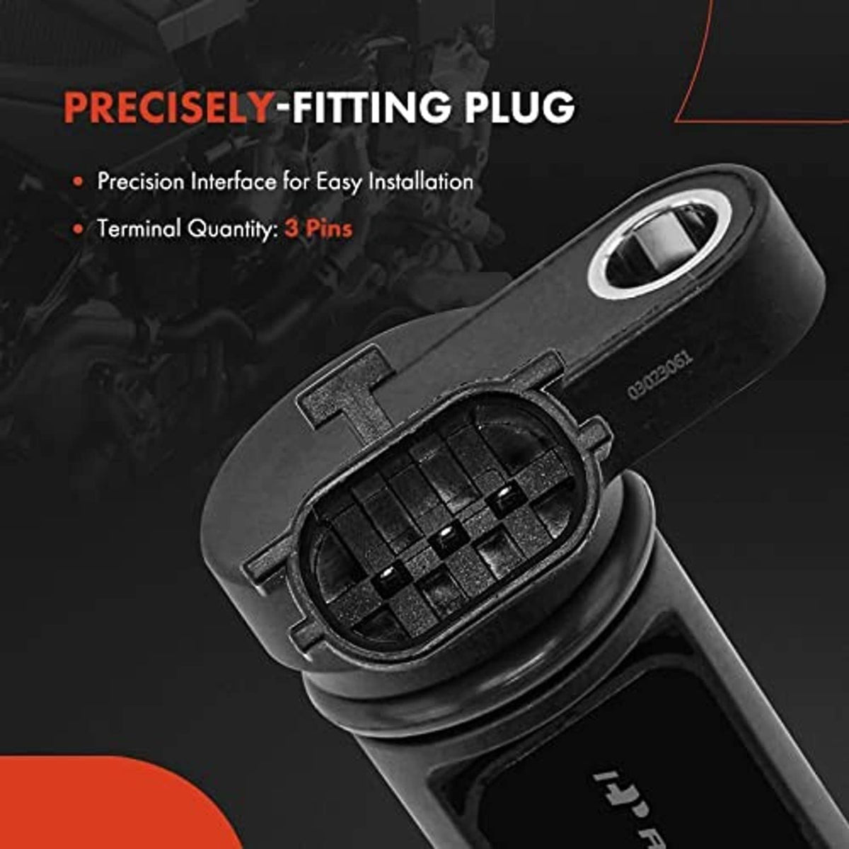 Camshaft position sensor plug with 3-pin terminal and sealed connector housing