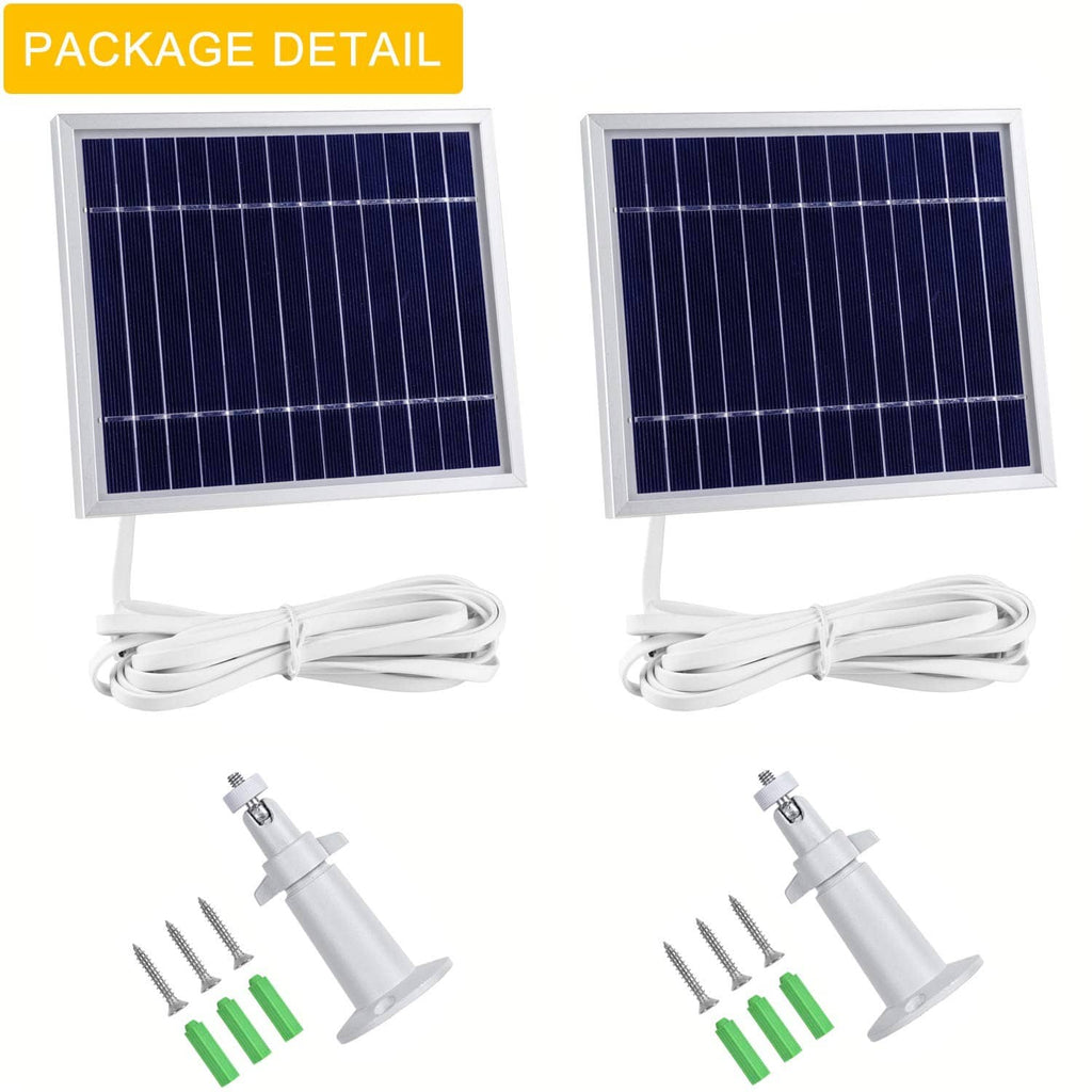 Two blue solar panels with white cable and mounting hardware set for installation