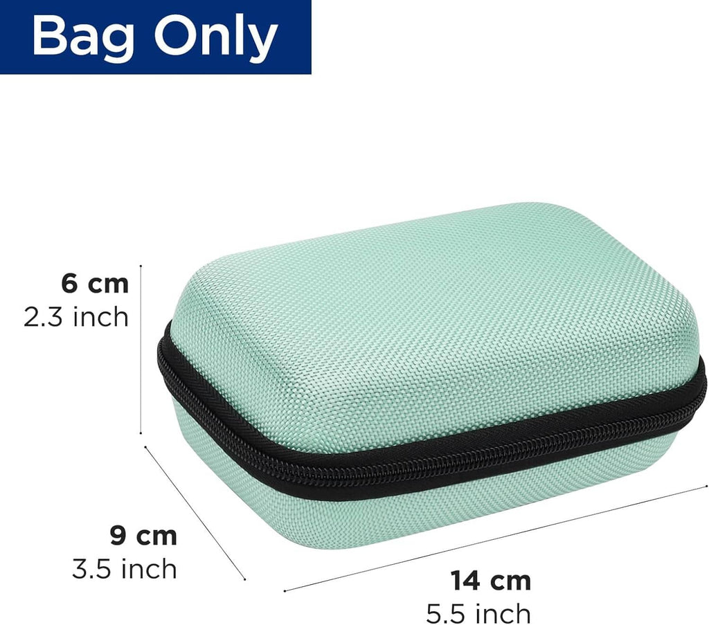 Mint hard travel case with rounded lid and black zipper
