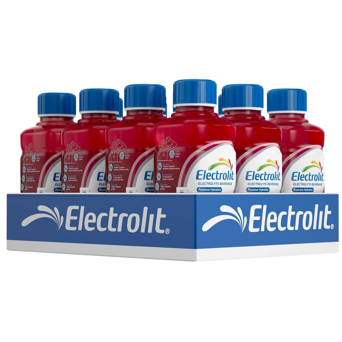 Electrolyte beverage multipack, fruit punch, 21 fl oz bottles with blue caps