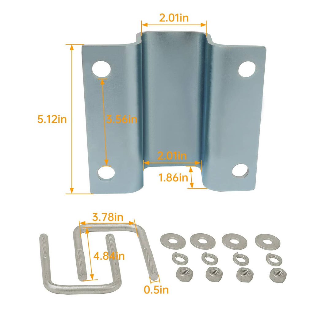 Zinc-plated trailer mounting bracket plate with four holes and curved center