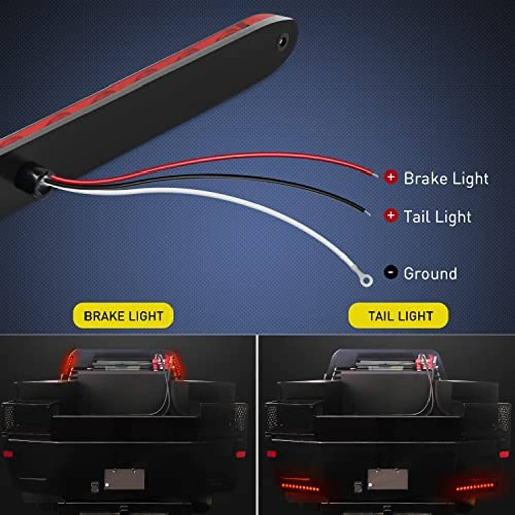Red 11-LED trailer light bar with wiring leads for brake and tail light connections