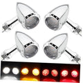 4-pack motorcycle bullet LED turn signal lights with chrome housings and clear lenses