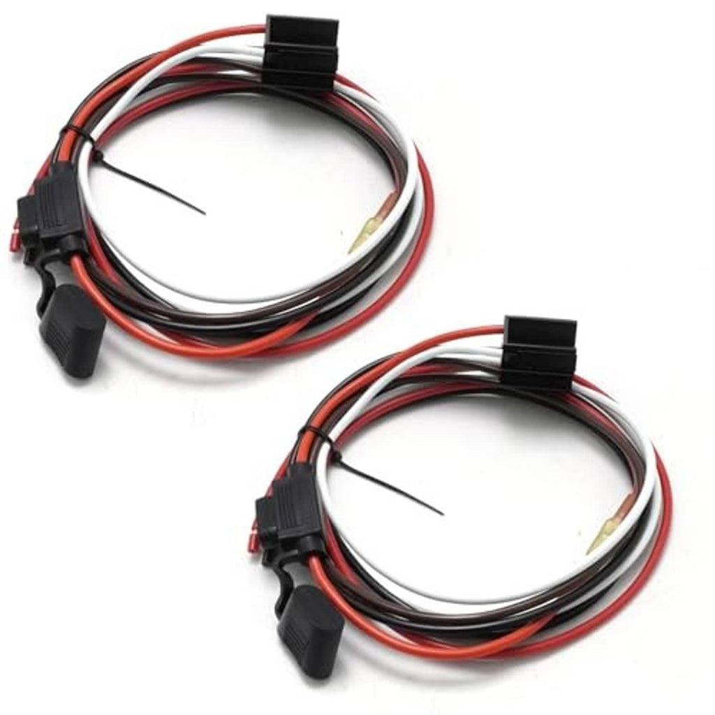 Two relay wiring harnesses with red and black insulated wires and connector plugs