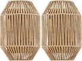 Set of 2 woven rattan wall sconce shades with open lattice pattern