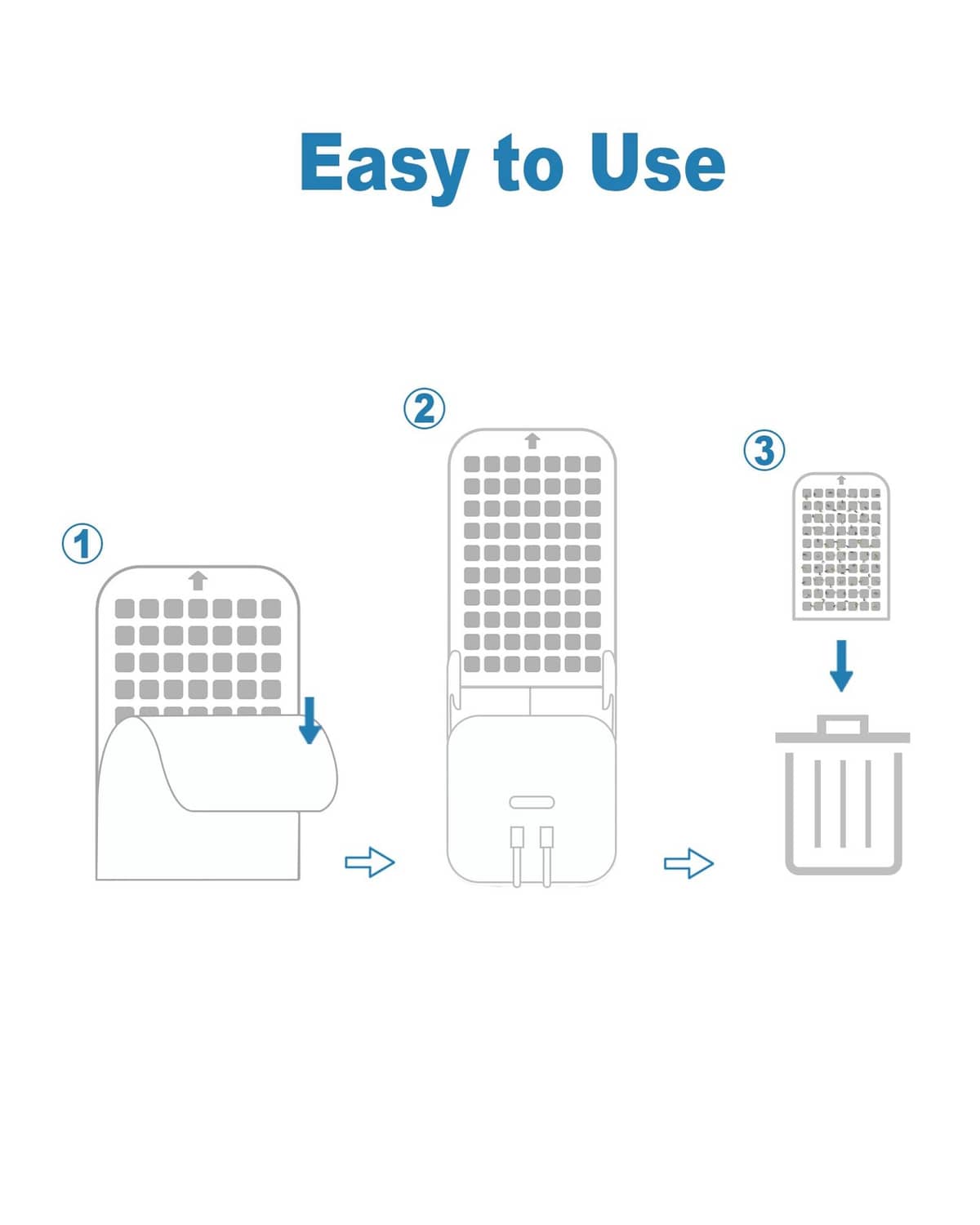 Flying insect trap refill glue cards with simple insert and release usage diagram