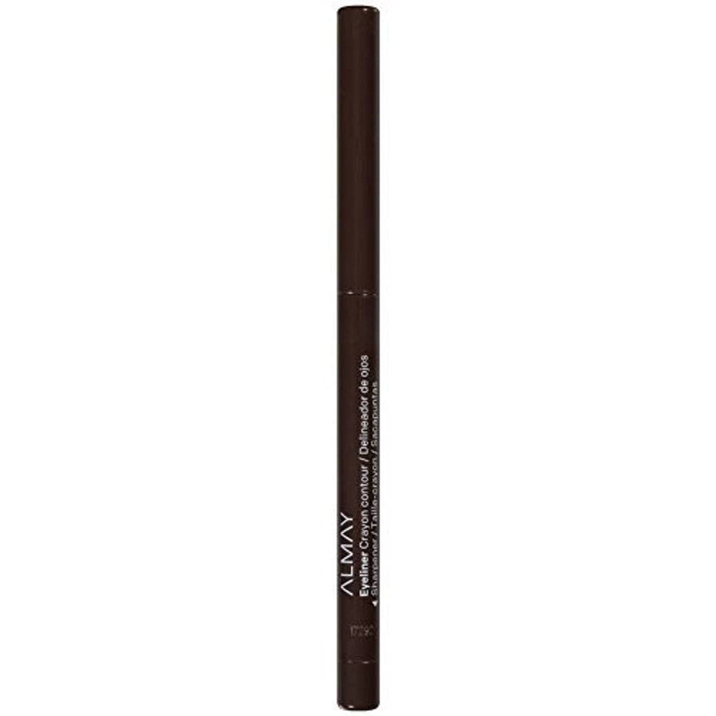 Brown eyeliner pen with pointed applicator tip and vertical Almay text on tube.