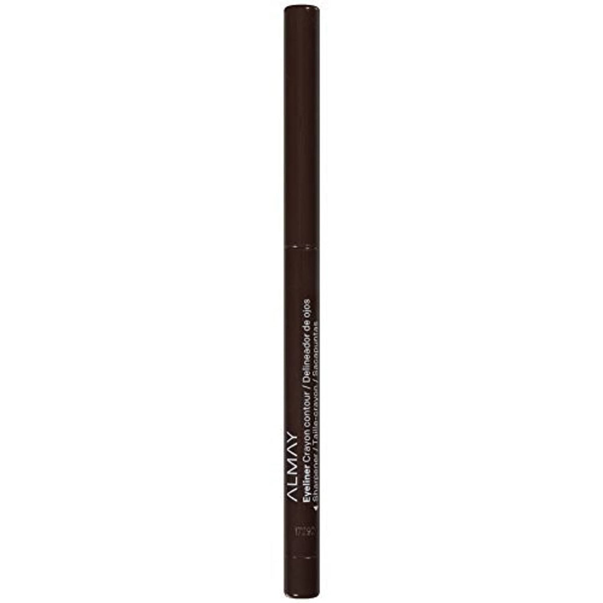 Brown eyeliner pen with pointed applicator tip and vertical Almay text on tube.