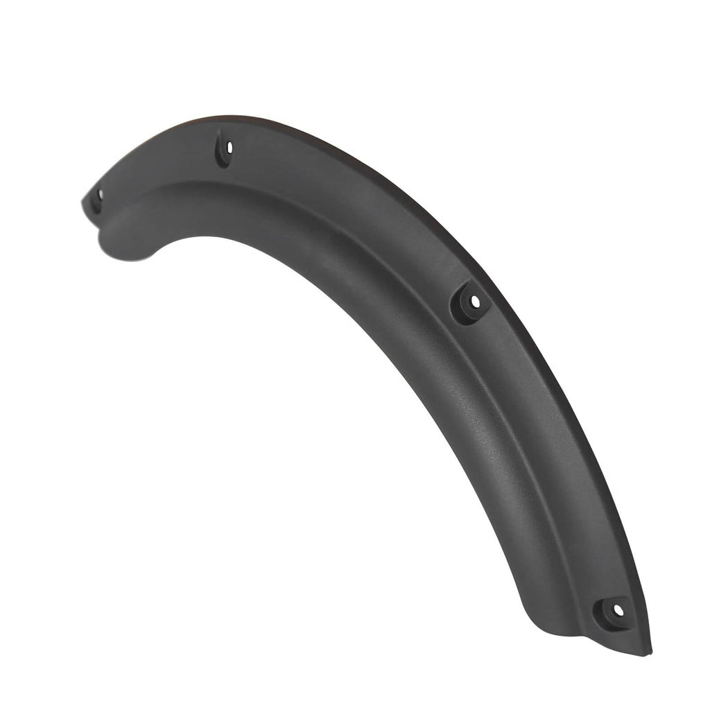 Single black golf cart fender flare, curved plastic guard with screw mounting holes