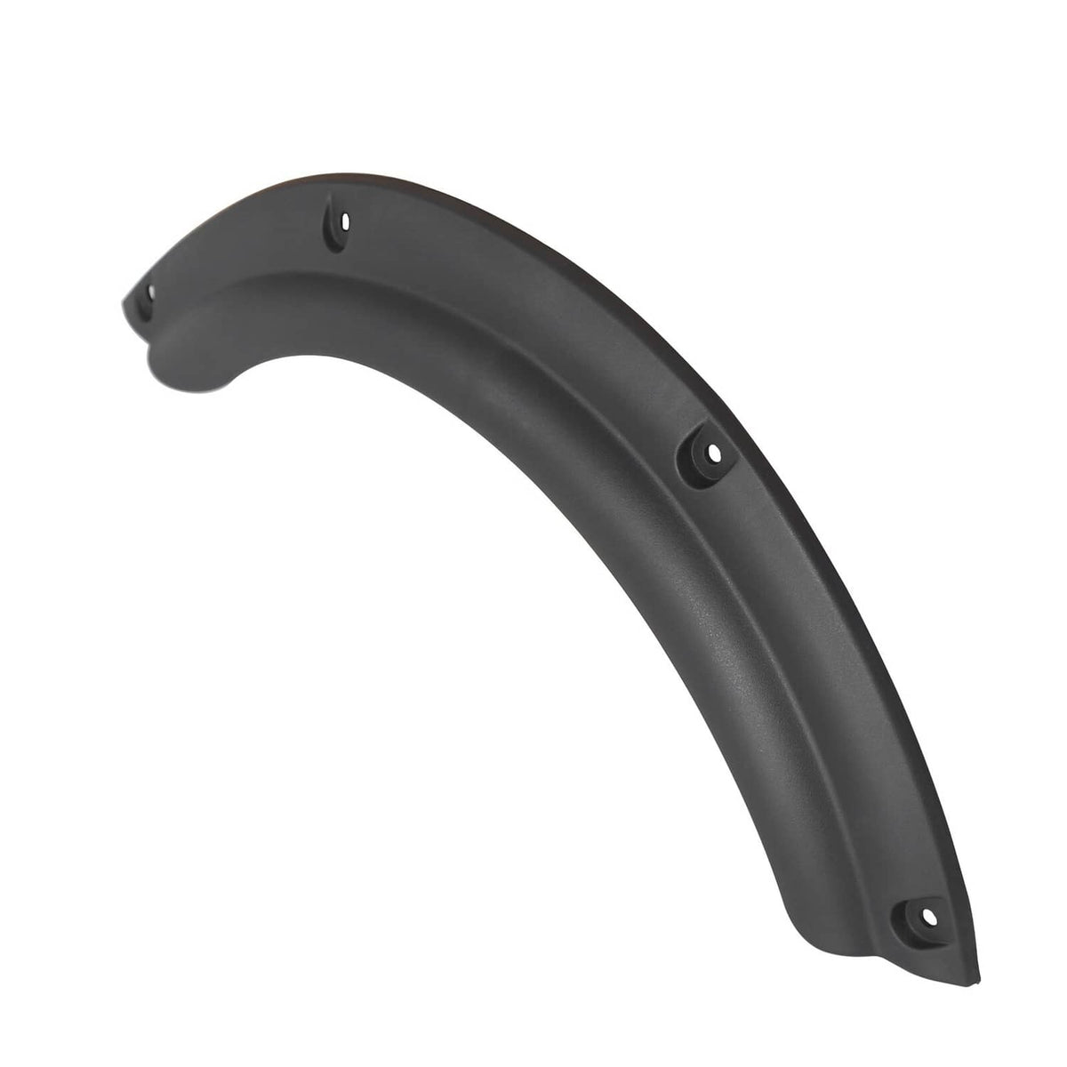 Single black golf cart fender flare, curved plastic guard with screw mounting holes