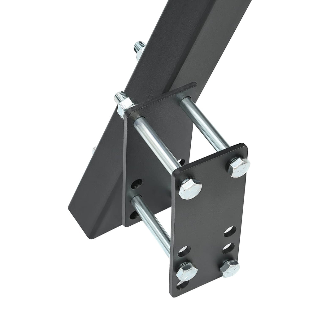Handle frame bracket and dual-step support bars with bolt hardware
