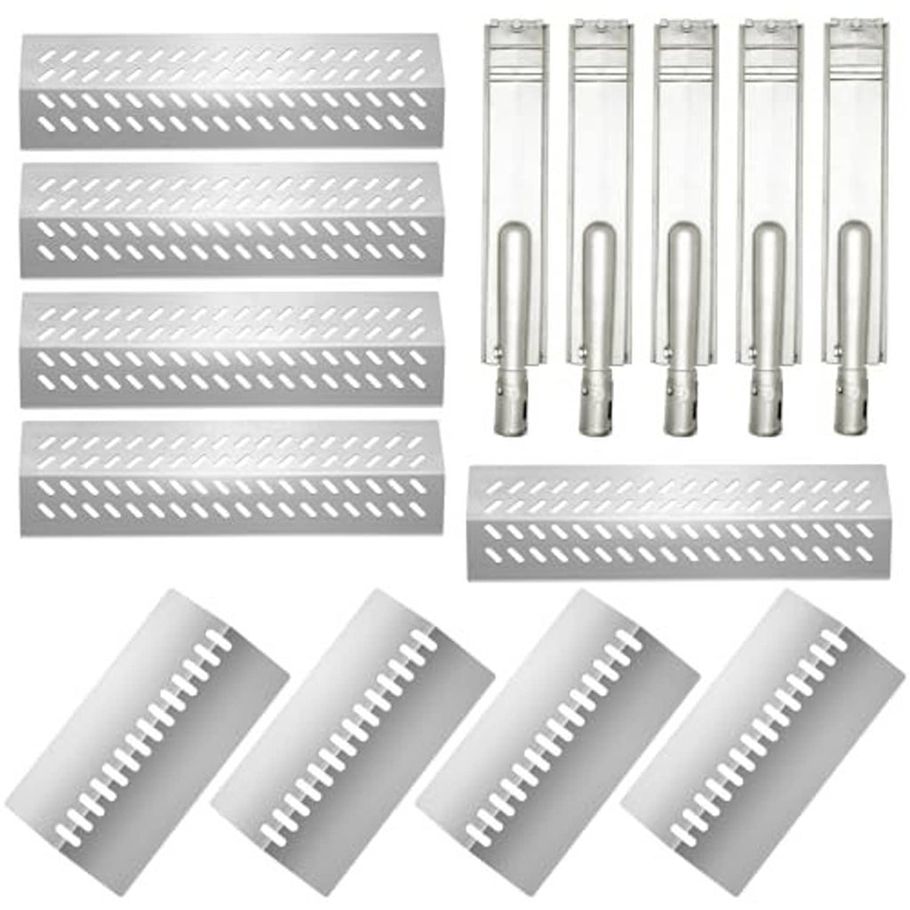 Stainless steel flame tamer bars with perforated plates, multi-piece grill insert set