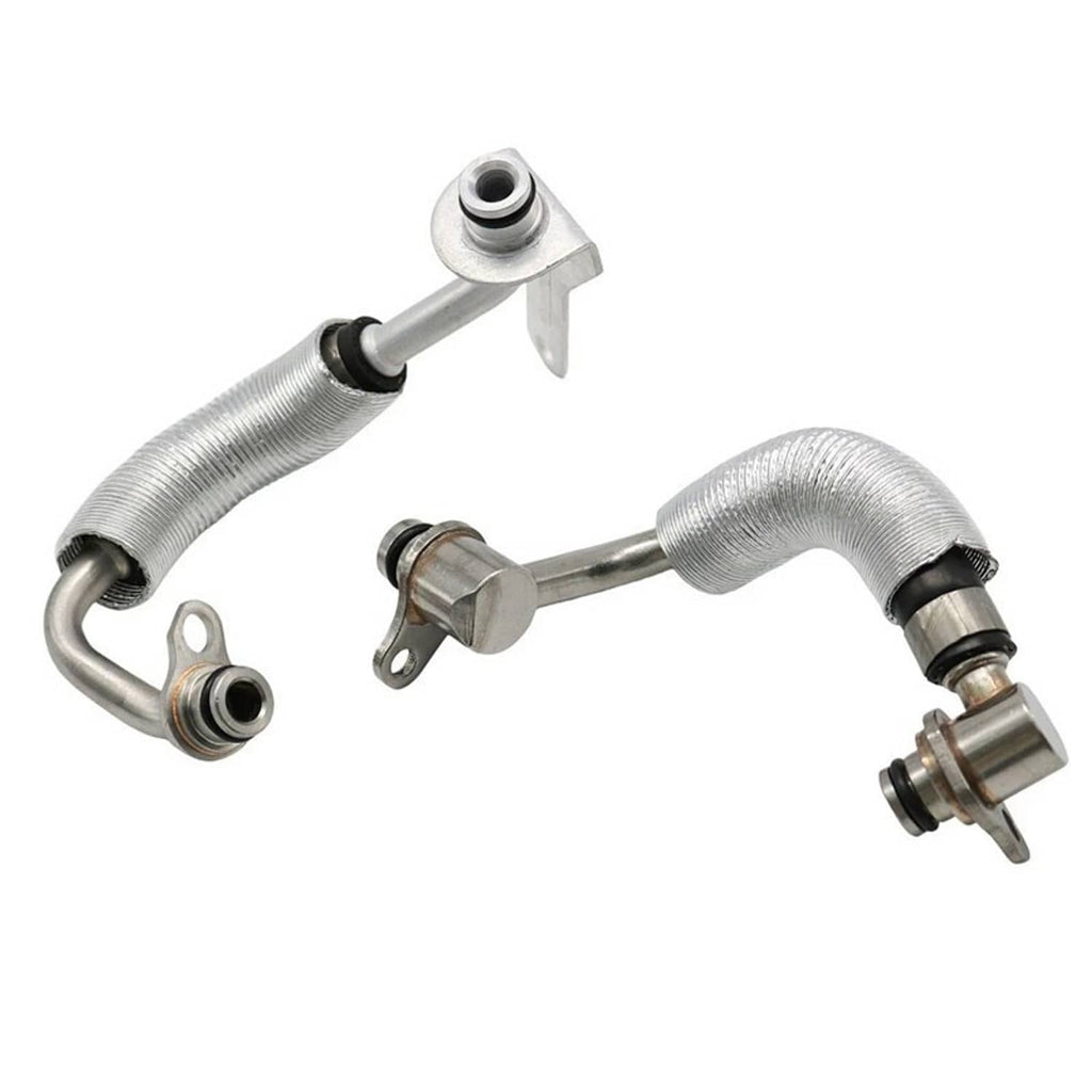 Turbo coolant hose pipe with braided hose sections and multiple metal mounting brackets