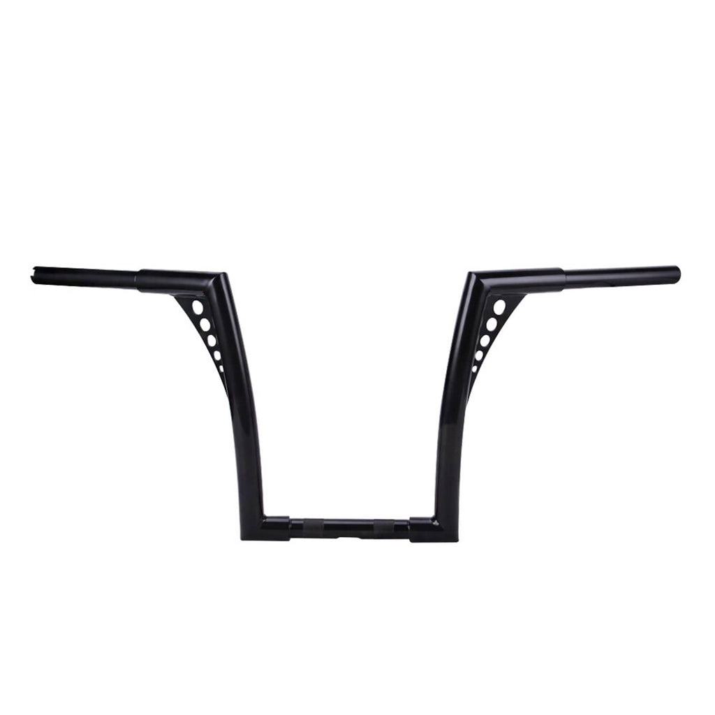 Black ape hanger handlebars with curved risers and straight horizontal grips