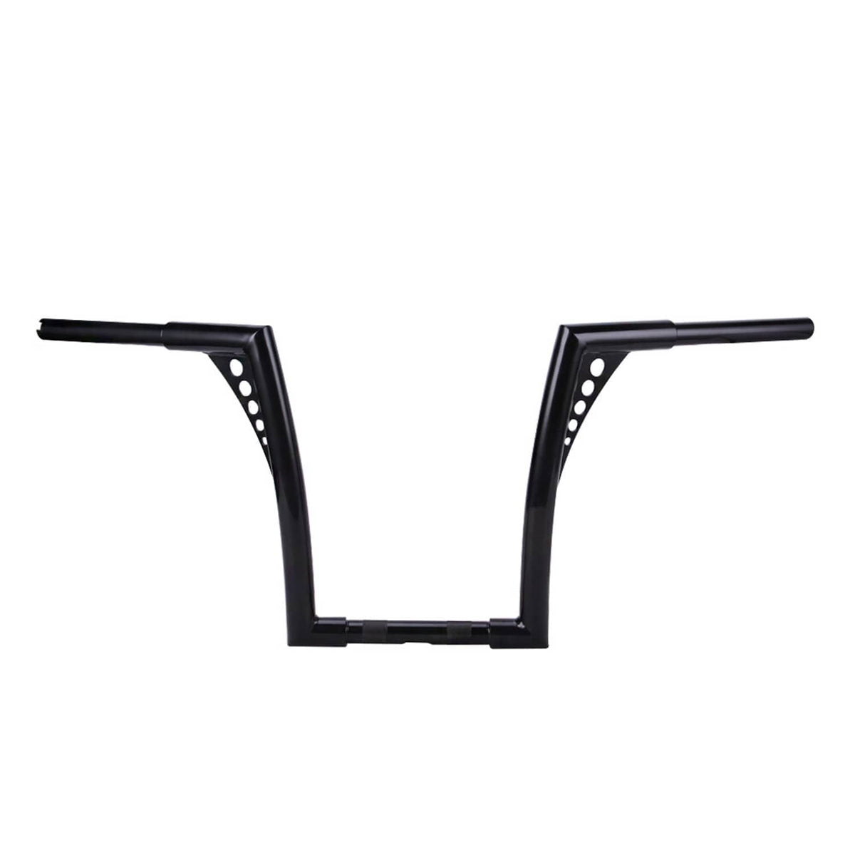 Black ape hanger handlebars with curved risers and straight horizontal grips