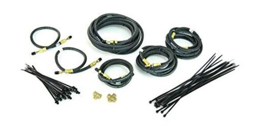 Trailer brake line kit with coiled flexible hydraulic rubber hoses and fittings