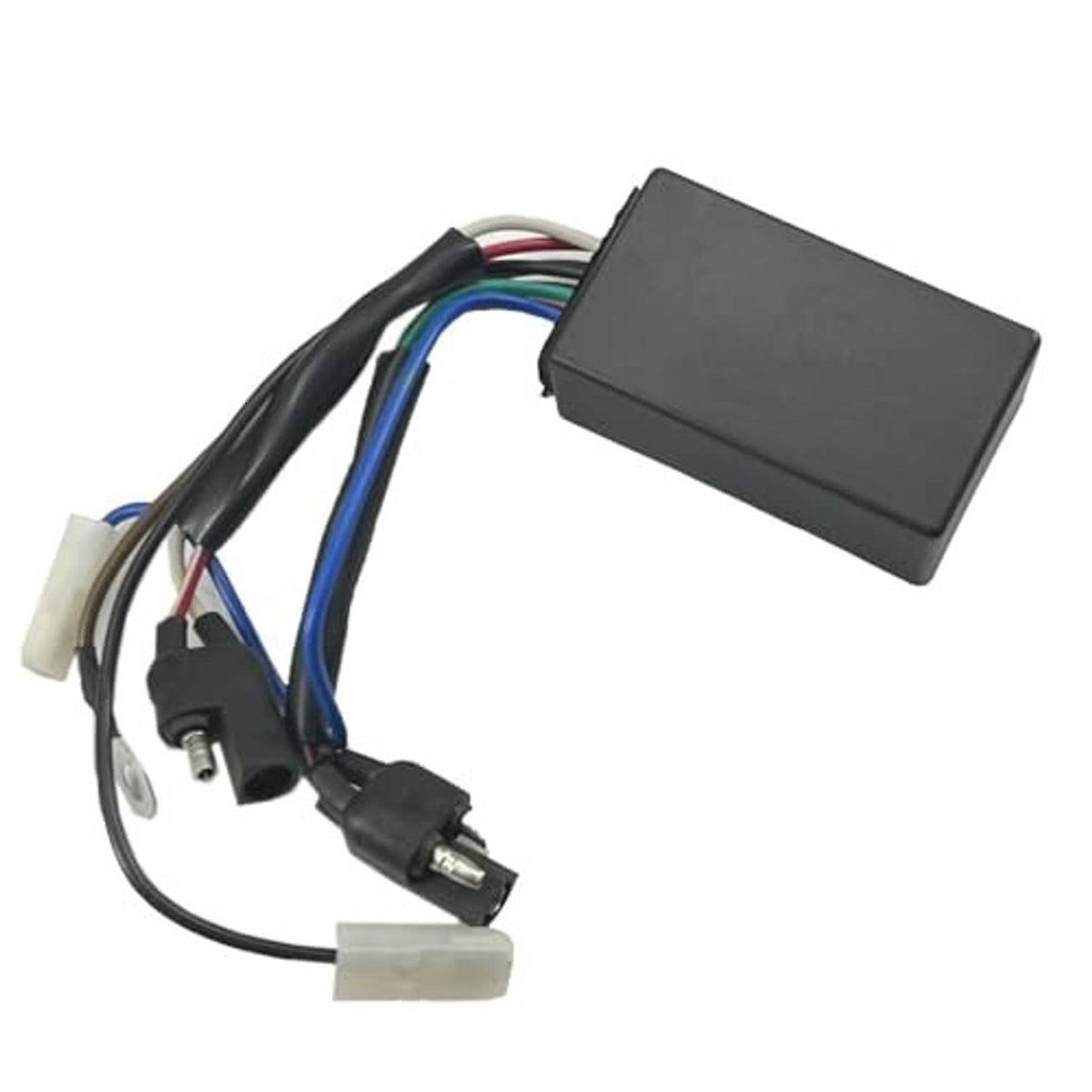 CDI ignition module with black control box and cable harness with plug ends