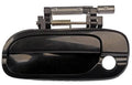 Black front exterior door handle with round keyhole and spring-mounted linkage