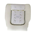 Light beige seat foam cushion insert with stitched edges and rectangular center panel