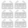 Set of 6 white plastic center-mount drawer rail guides with mounting holes