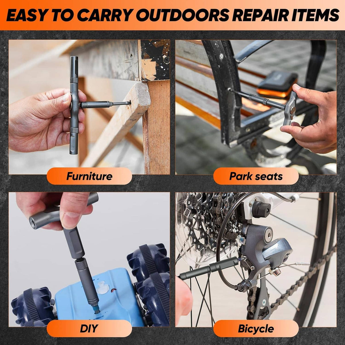 Ratchet screwdriver with bit holder shown in hand for DIY and bicycle repairs
