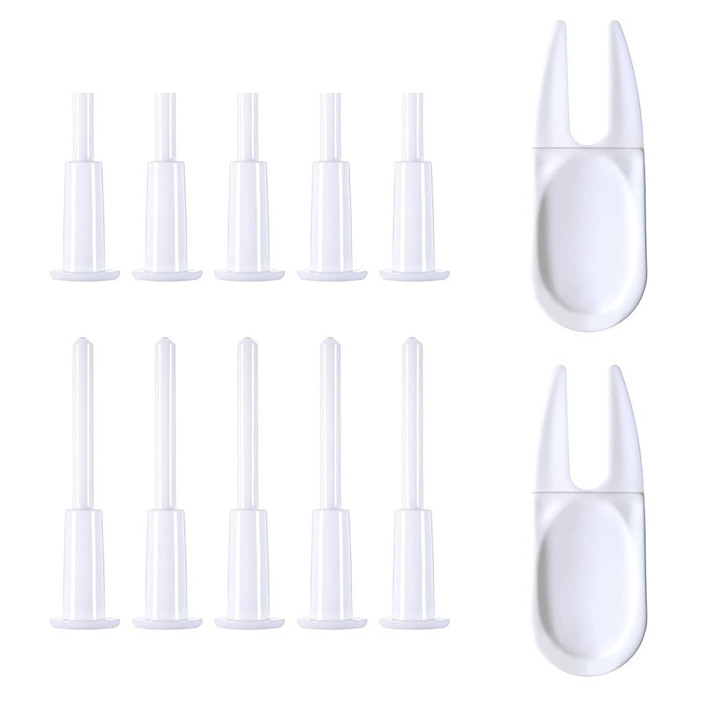 White exercise ball air plug replacement kit with 12 nozzle plugs for inflation