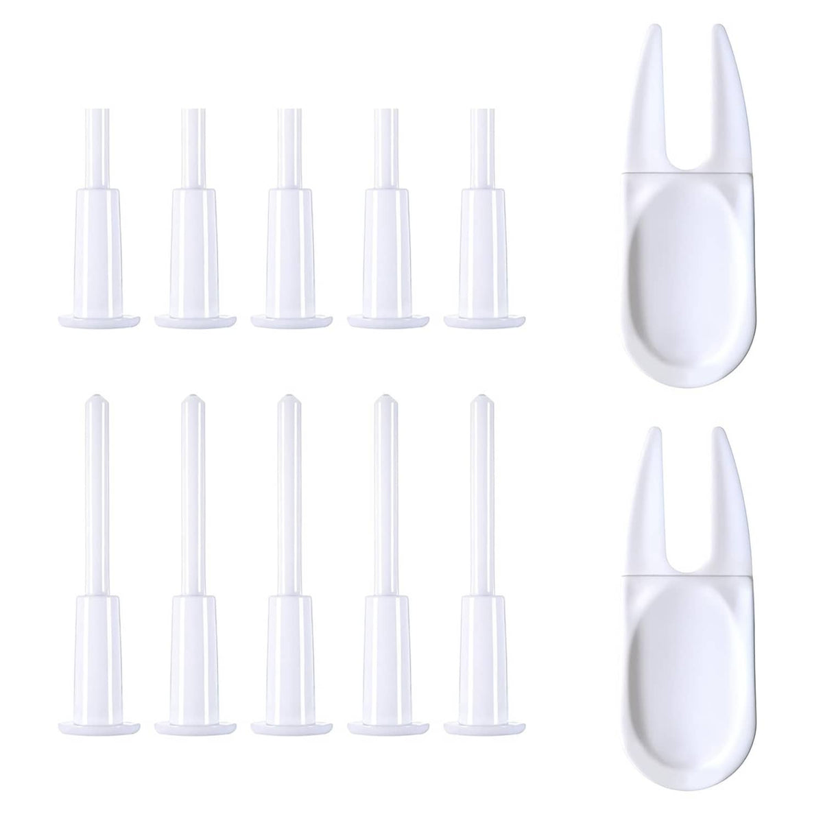 White exercise ball air plug replacement kit with 12 nozzle plugs for inflation