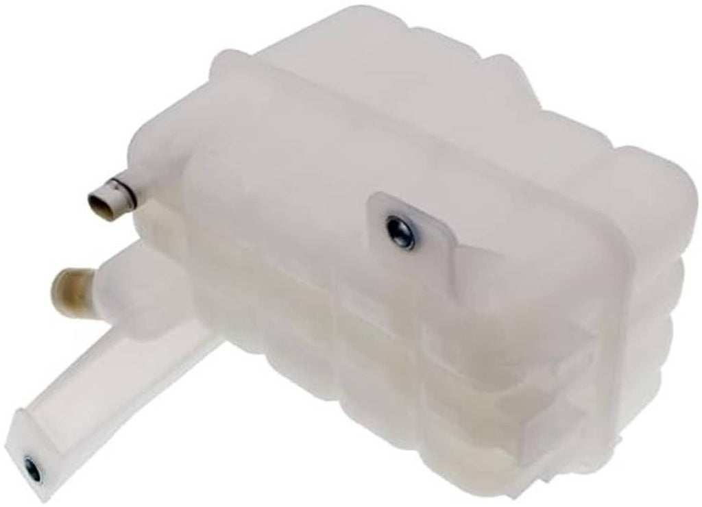 Front pressurized coolant reservoir with cap, white tank with side ports and mounting holes