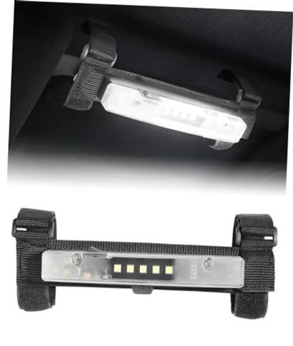 Close-up LED light bar inside clear housing with nylon strap mounting