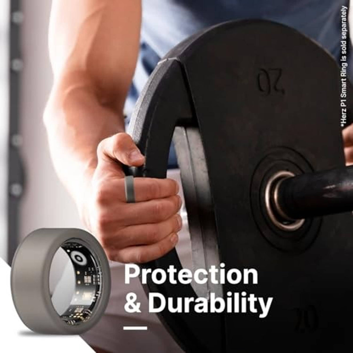 Gray silicone ring protector cover on a smart ring for protection and durability