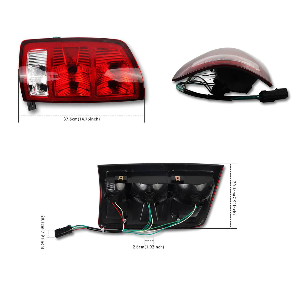 Rear tail light assembly with red lens and clear lower reverse light