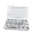 Aluminum oil drain plug crush washer assortment kit in a clear storage box