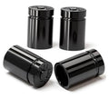 4 black bullet tire valve stem caps with vented top and side ridges