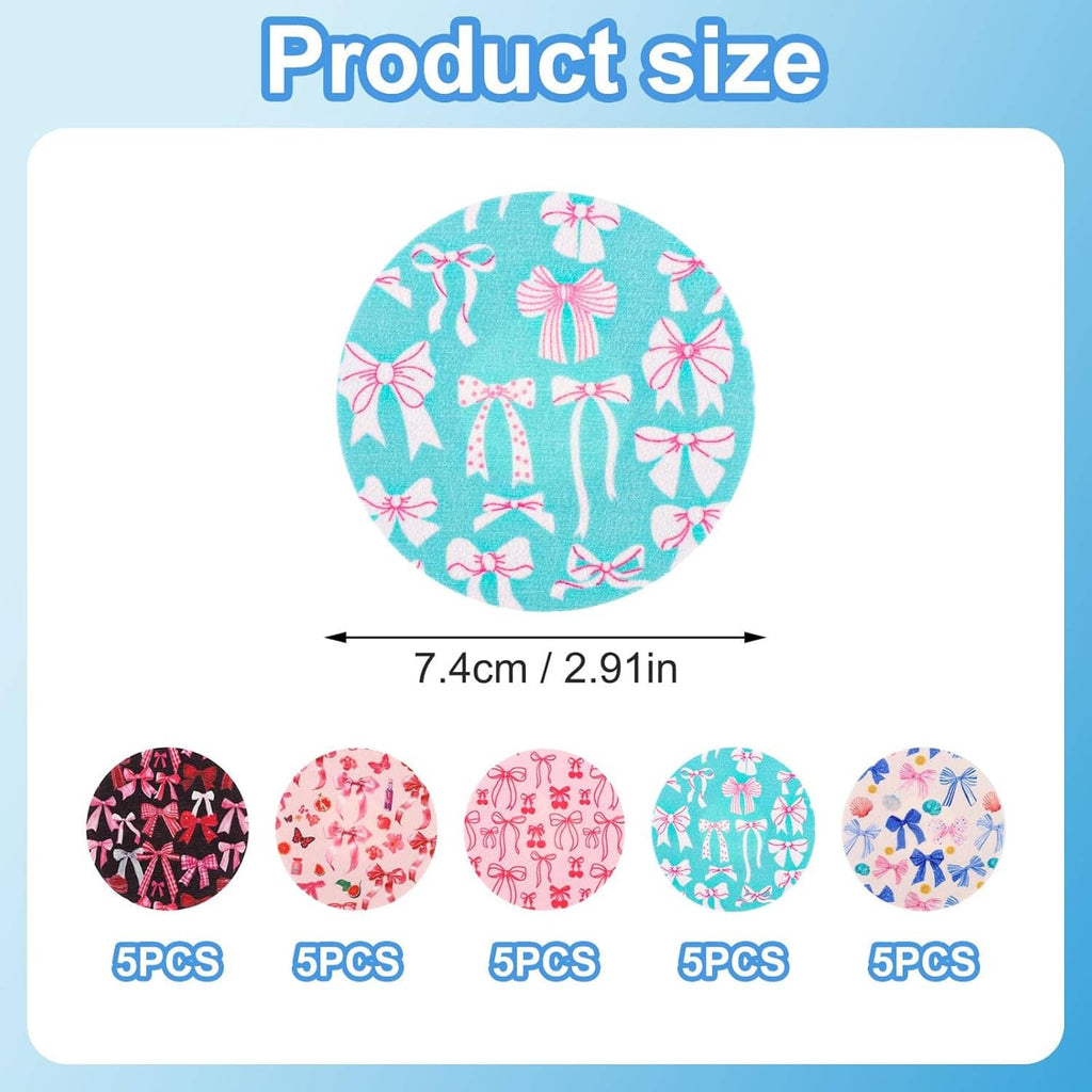 Circular teal bow-pattern sensor patch, 7.4 cm diameter (5 pcs shown)