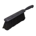Black counter brush with dense bristles and curved 8-inch bench handle